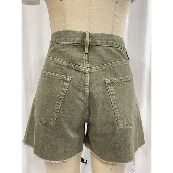Frame 'Le' Green Super High Waist Denim Shorts Size 27 - Picture 3 of 5
